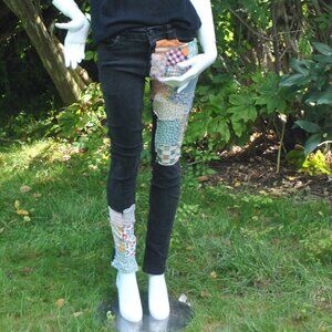 Reworked Patchwork Black Denim Jeans